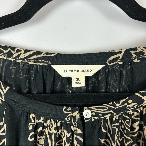 Lucky Brand Black and Cream Patterned Blouse Size 3X - Picture 3 of 11